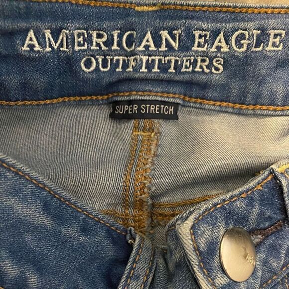 American Eagle Hi Rise Shortie Jean Shorts Womens 00 Medium Wash Summer AU0309 - Picture 3 of 6